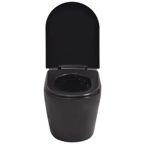 Væghængt toilet med skjult cisterne keramisk sort