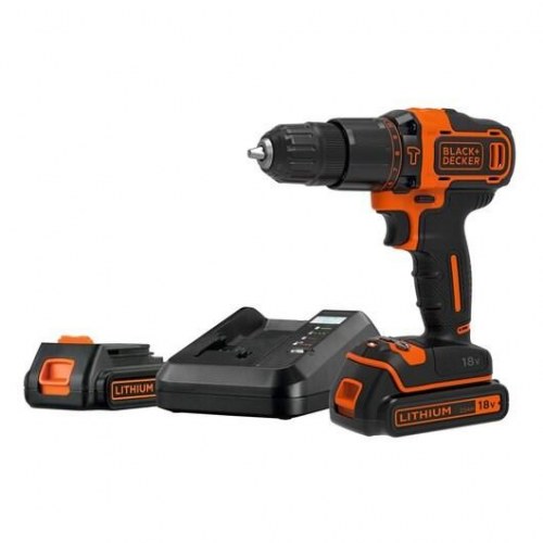 Black+Decker BDCHD18K1B2-QW 18V slagboremaskine/skruemaskine - 1.400 o/min, 2x2,0 Ah