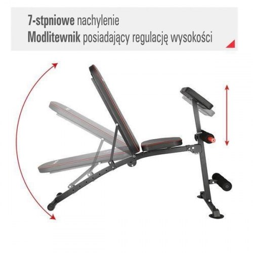 HMS L8021 multifunktions træningsbænk – sort/rød