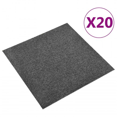 Tæppefliser 20 stk - antracit 50 × 50 cm - 100 % polypropylen