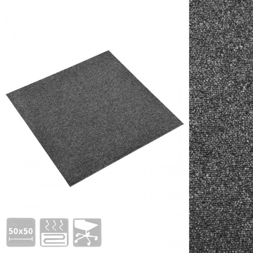 Tæppefliser 20 stk - antracit 50 × 50 cm - 100 % polypropylen