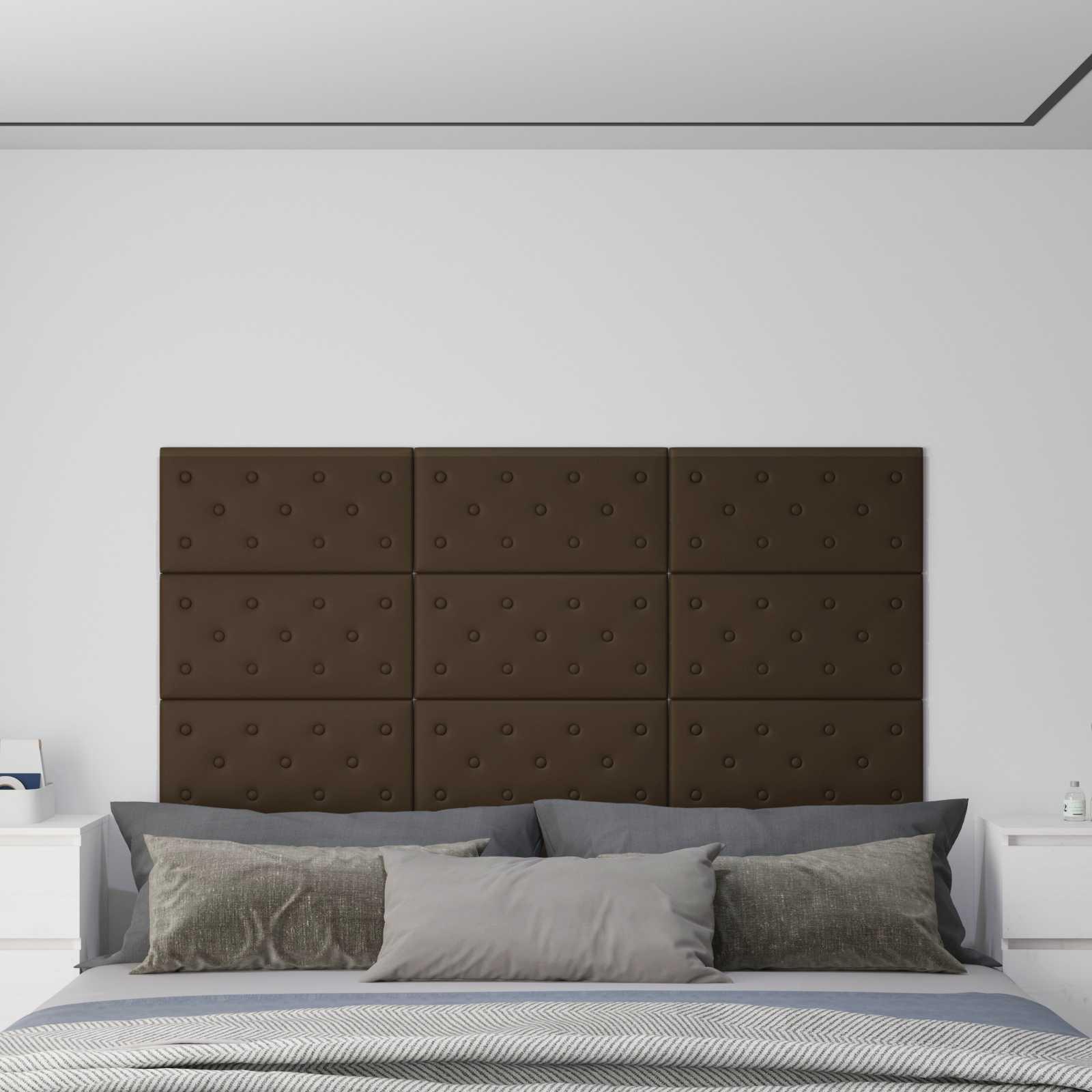 Væghovedgærde 12 stk - brun faux læder 60 × 30 cm