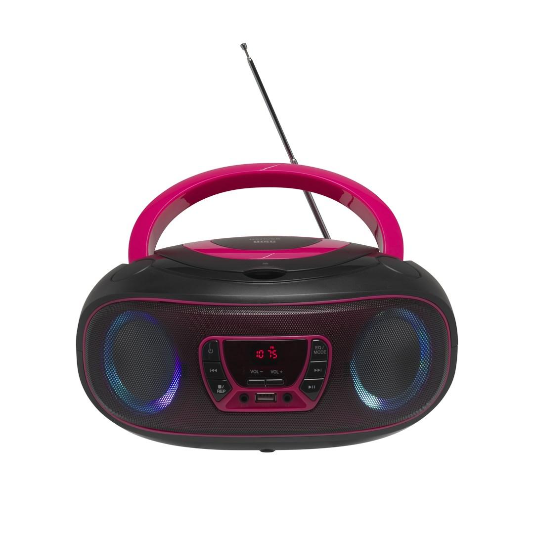 Denver TCL-212BT - bærbar CD‑afspiller med Bluetooth - sort/lyserød billede