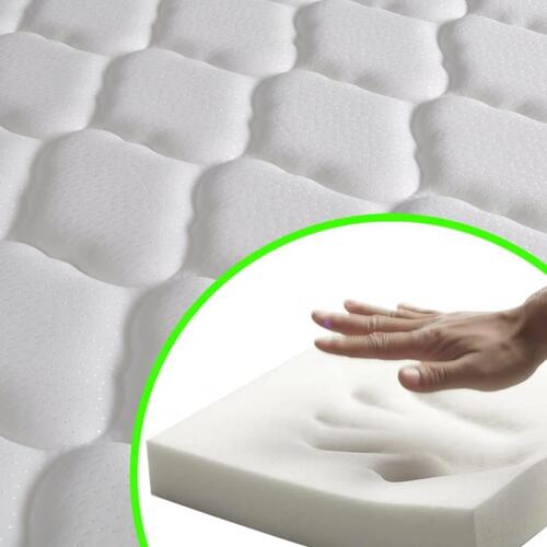 Seng med madras i memoryskum hvid kunstlæder 180 x 200 cm