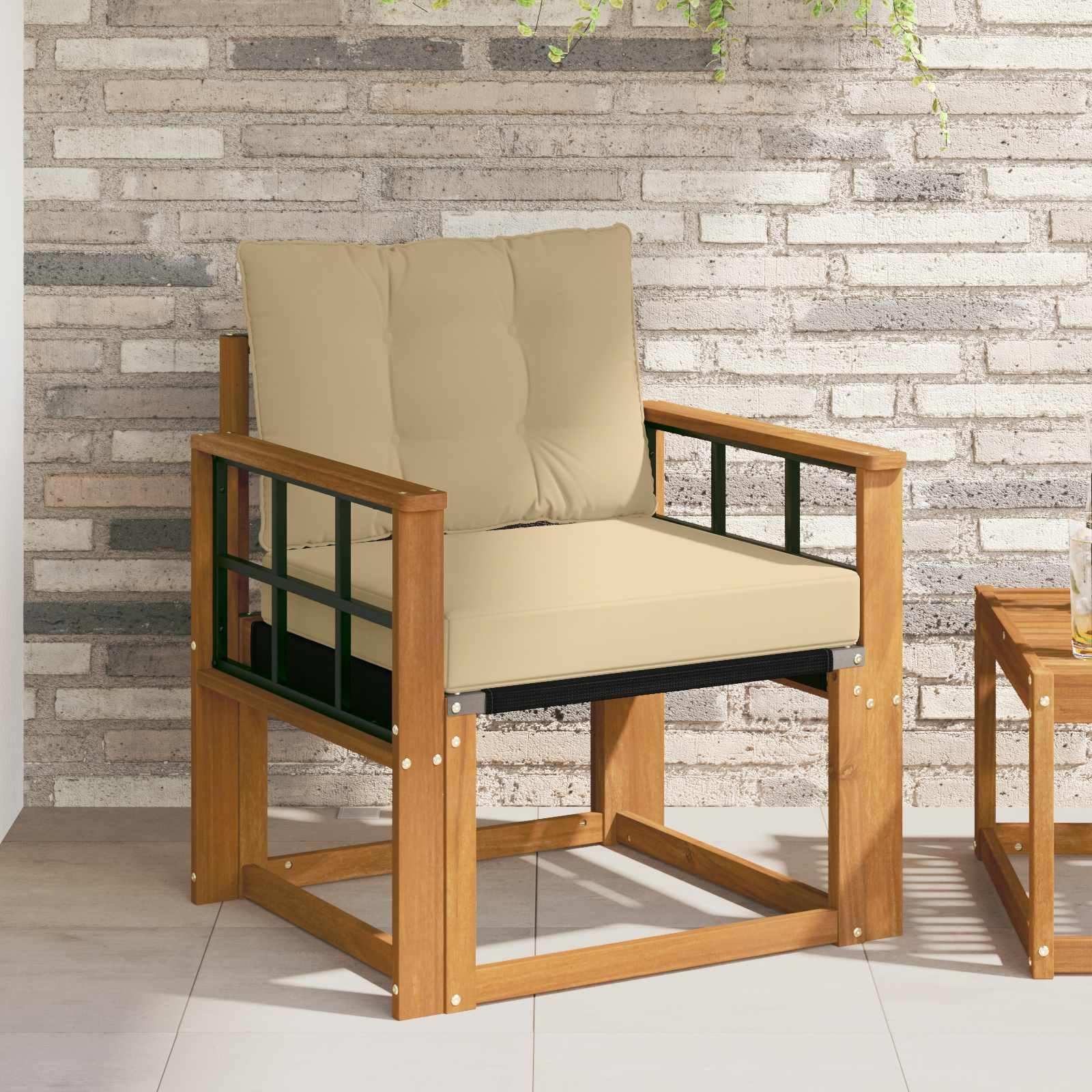 Udendørs sofa Massiv akacietræ og Textilene Naturfarvet