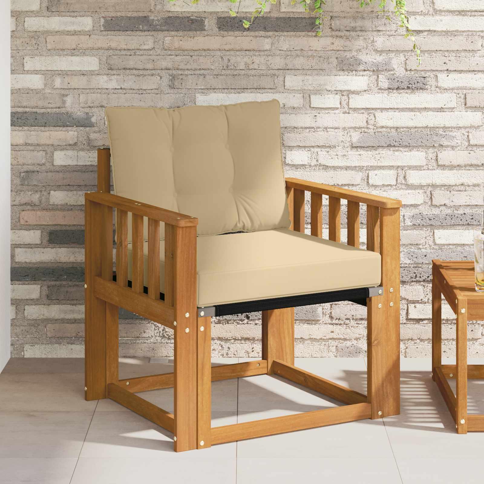 Udendørs sofa Massiv akacietræ og Textilene Naturfarvet