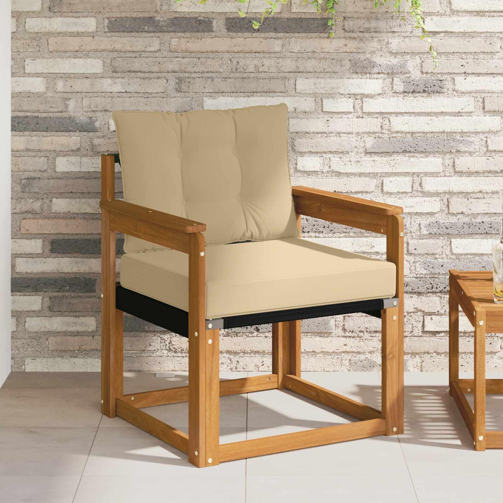 Udendørs sofa Massiv akacietræ og Textilene Naturfarvet