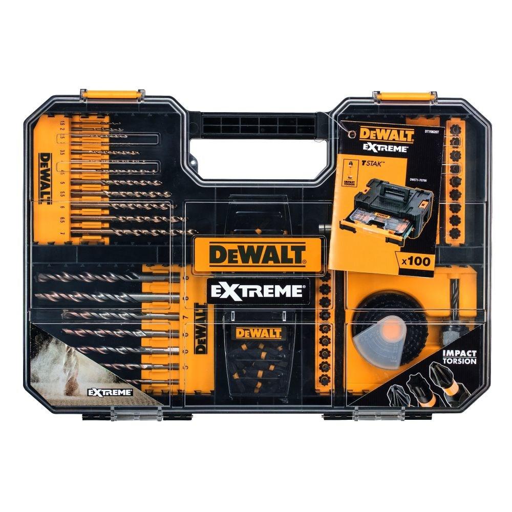 DeWALT DT70620T-QZ tilbehørssæt - 100 dele med bits, bor, toppe og hulsave billede