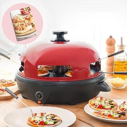 Ovn til Mini Pizzaer med Opskriftsbog Presto! 700W Rød Sort