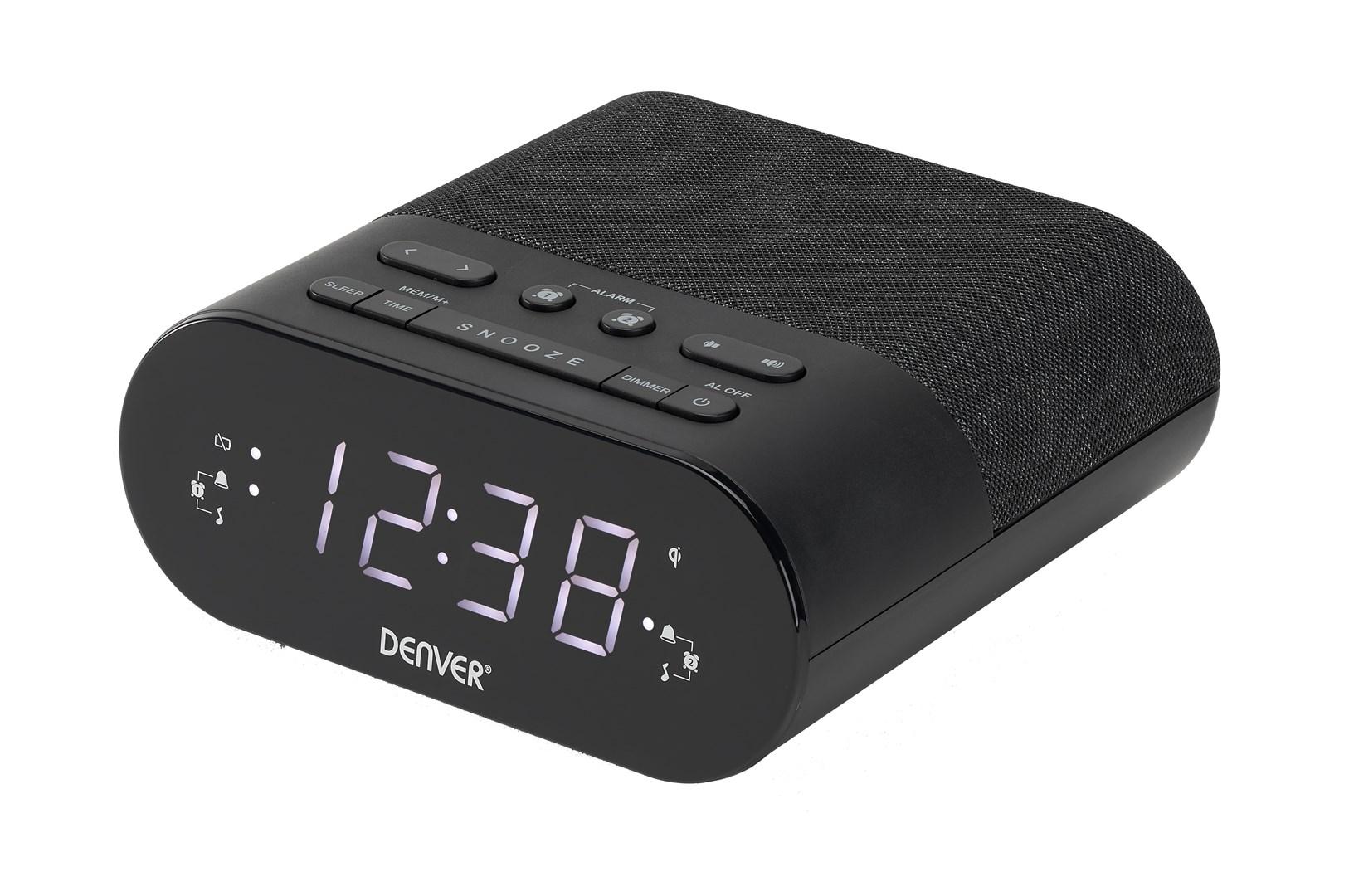 Denver CRQ-107 digitalt vækkeur med FM-radio - sort billede