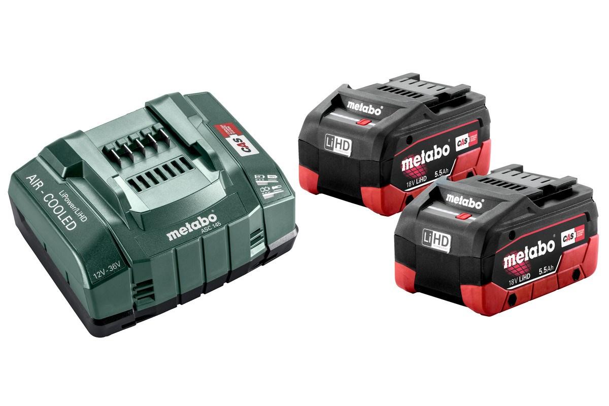 Metabo 685122000 lader til Li-Ion – inkl. 2× 5,5 Ah batterier