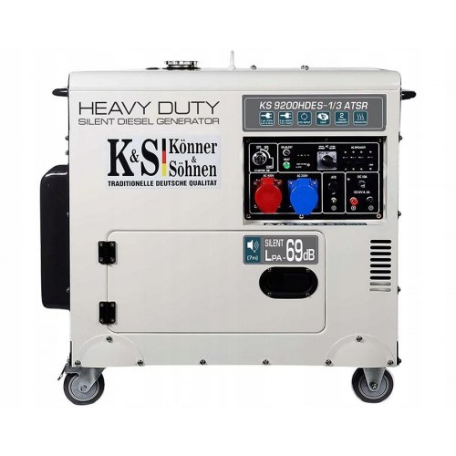 Könner & Söhnen KS 9200HDES-1/3 ATSR dieselgenerator 7.000 W – rustfrit stål, 11 l, lydsvag