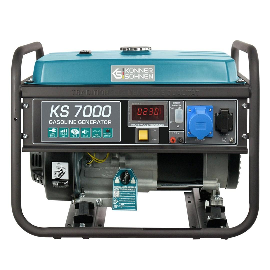 Könner & Söhnen KS 7000 benzin-generator 5.000 W - sort/teal, 25 l