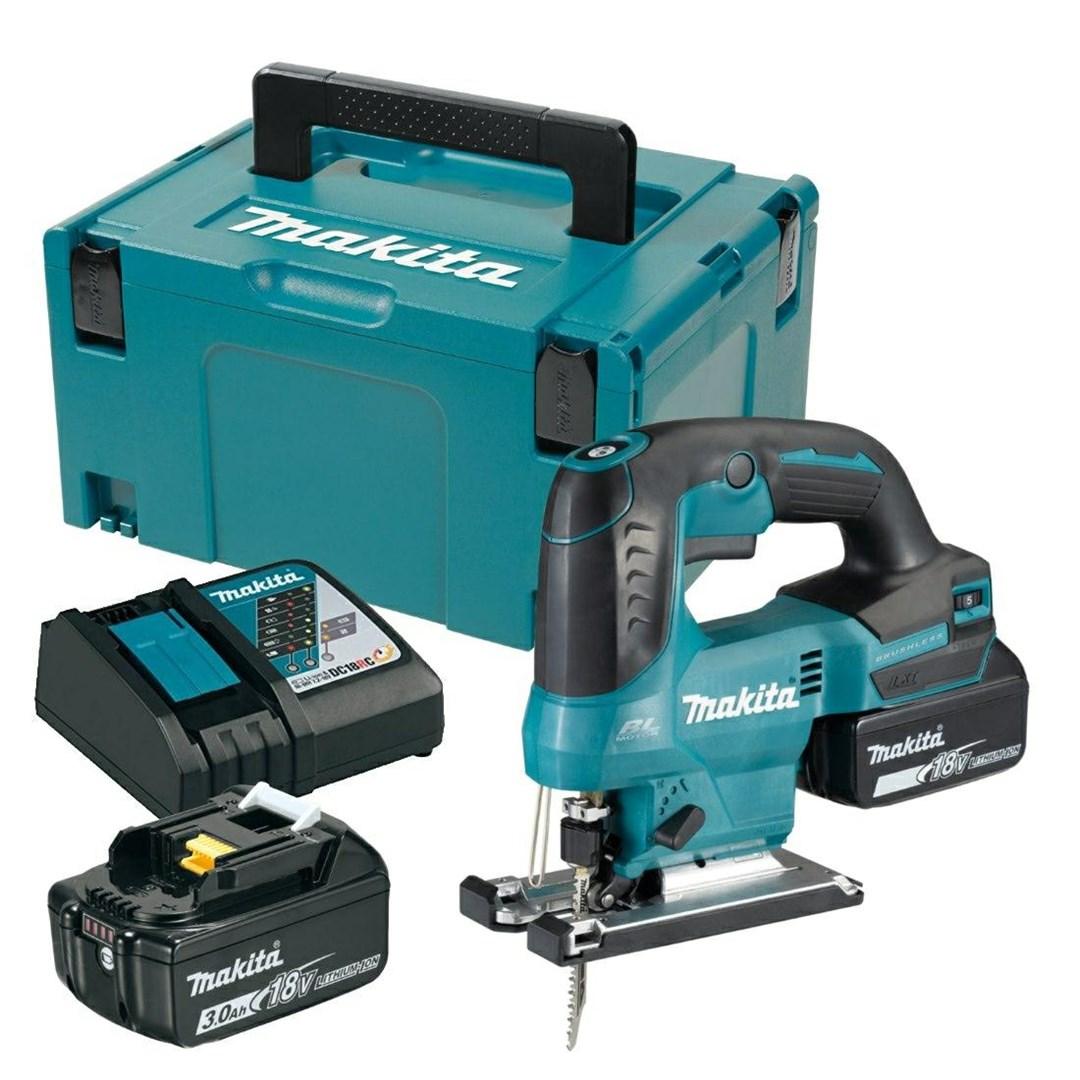 Makita DJV184RFJ 18V stiksave-sæt - 2x3,0 Ah, oplader og Makpac