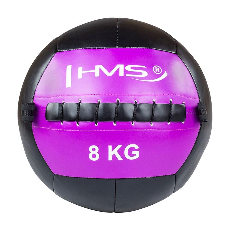 HMS WLB8 wall ball 8 kg - træningsbold i kunstlæder, lilla/sort