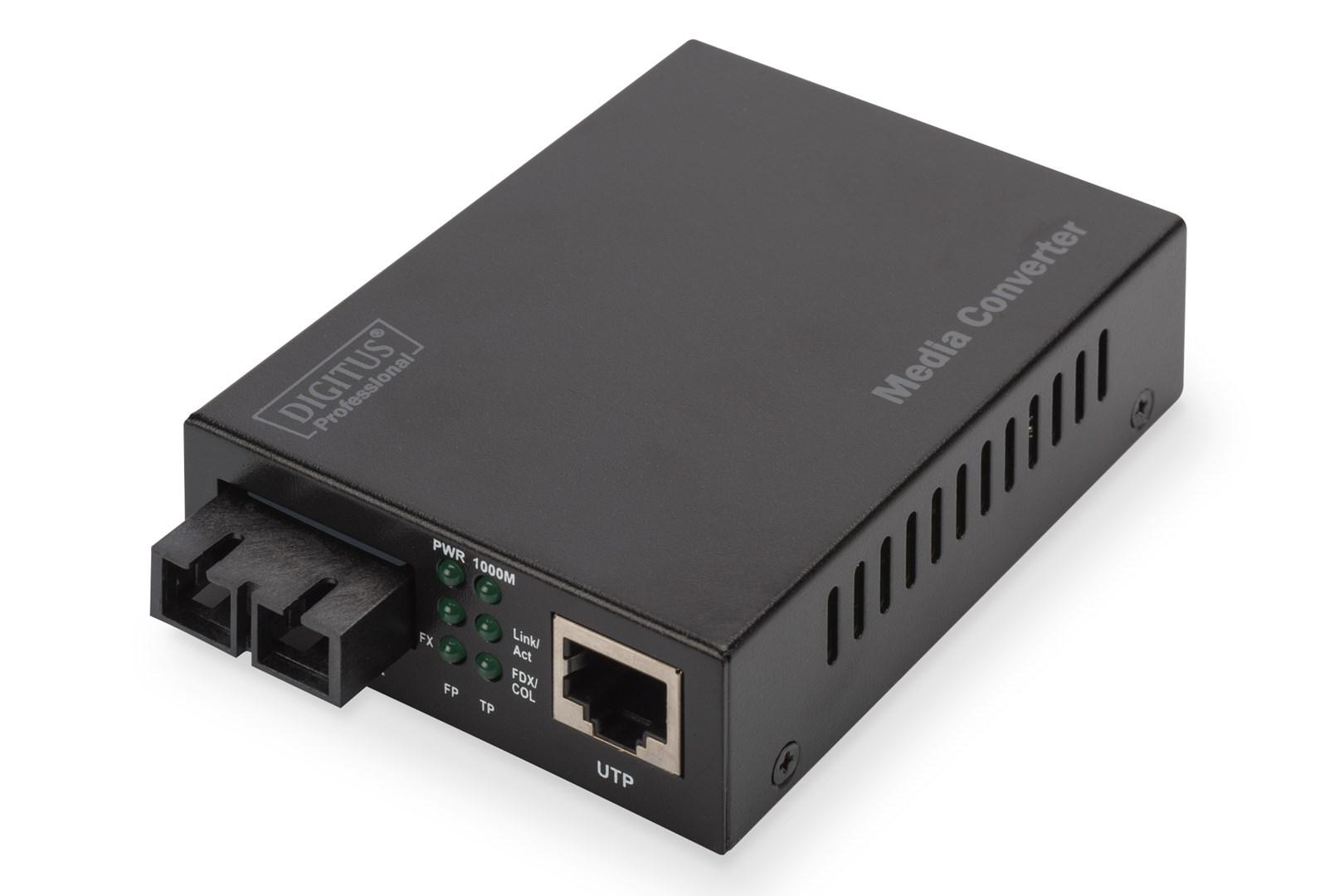 DIGITUS Gigabit mediekonverter - RJ45 til SC, multimode billede