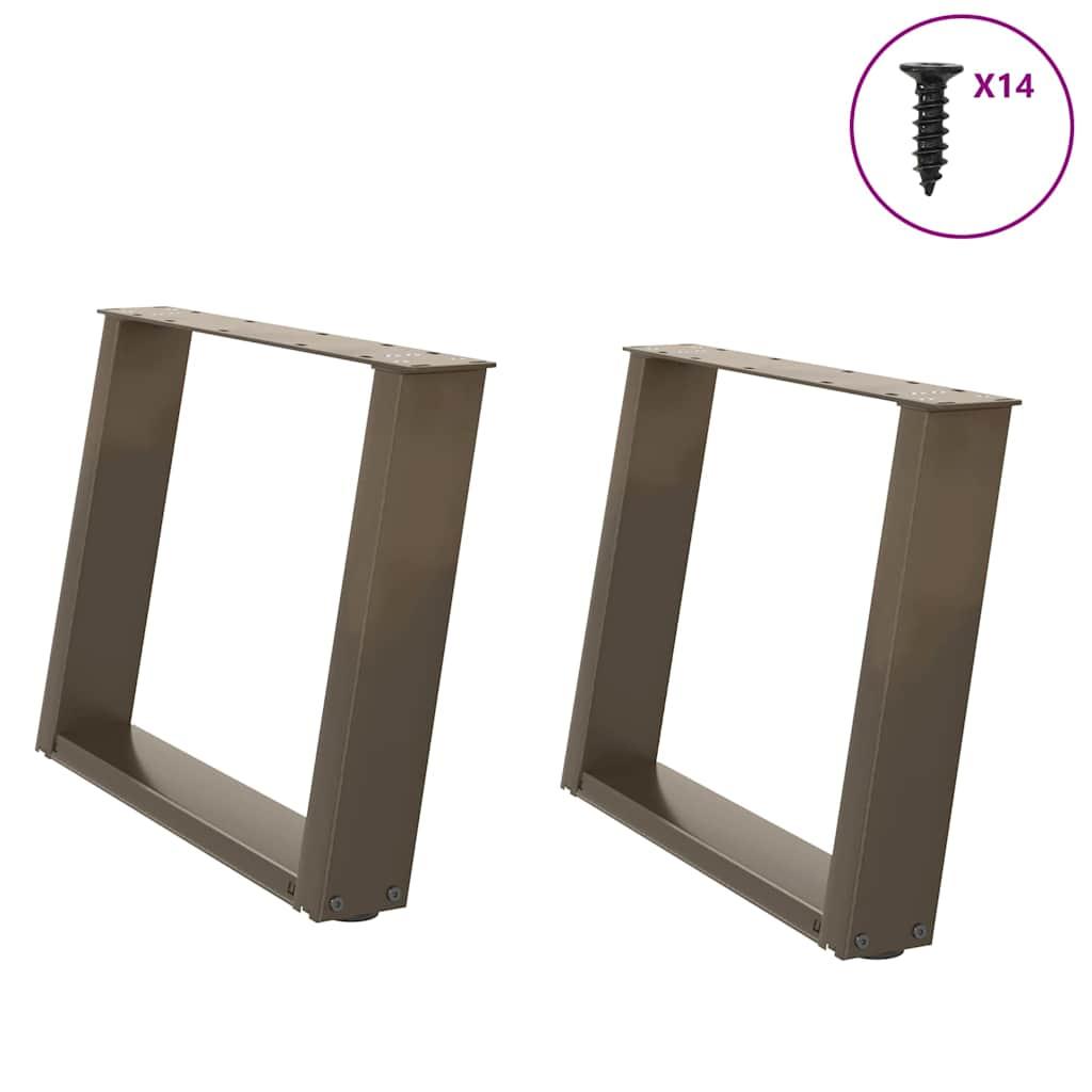 Sofabordsben U-formet 2 stk. naturstål 70 x (42-43) cm stål