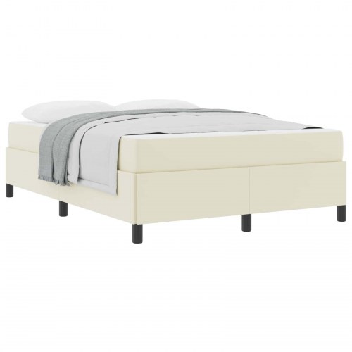 Sengestel med madras - creme stof 140 x 200 cm