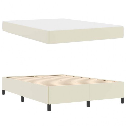 Sengestel med madras - creme stof 140 x 200 cm