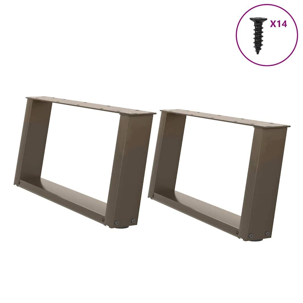 Sofabordsben U-formet 2 stk. naturstål 70x(30-31) cm stål