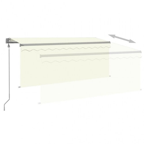 Markise med gardin 3,5 × 2,5 m - automatisk betjening, cremefarvet