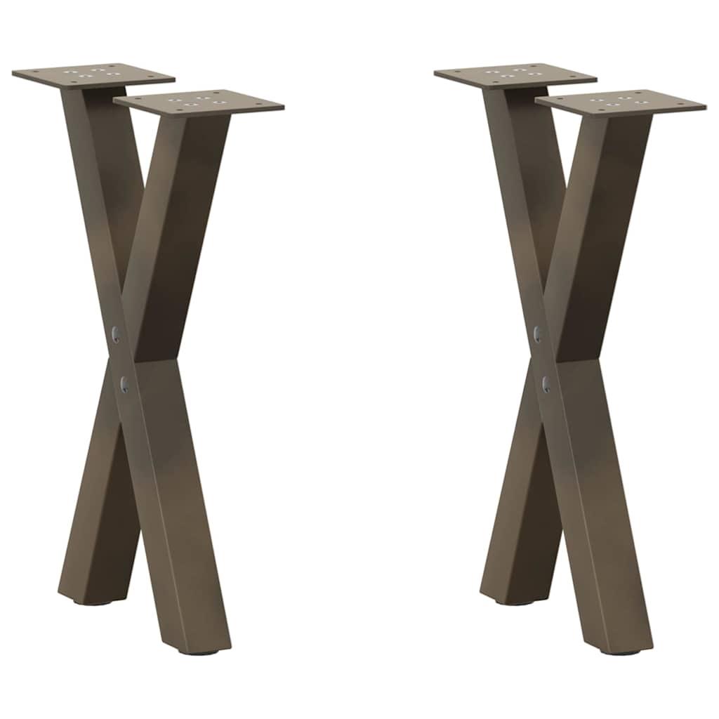 Sofabordsben X-formet 2 stk. naturstål 38 x (42-43) cm stål