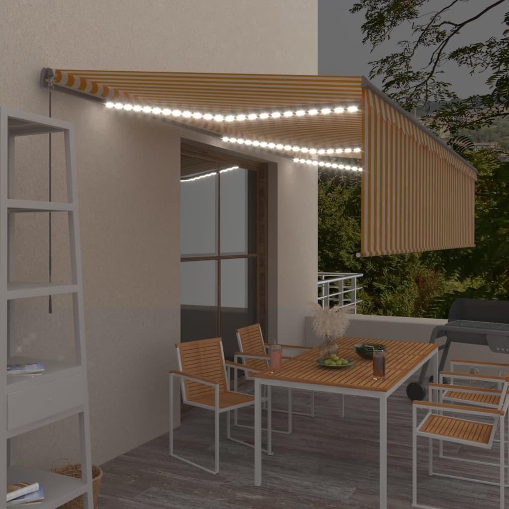 Markise Gardin + Led 6x3 Manuel Betjening Gul Hvid