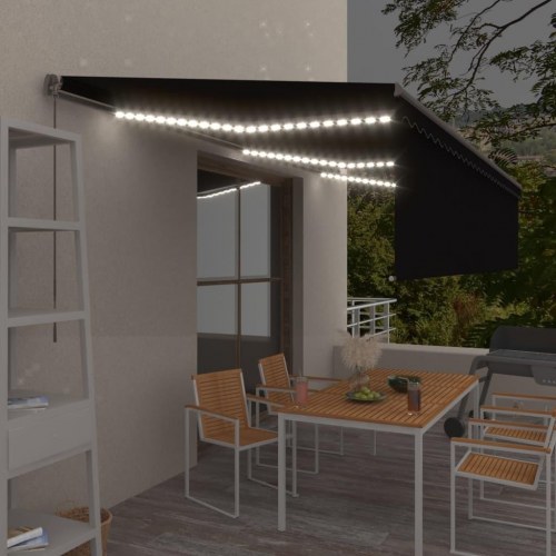 Markise med rullegardin og LED 6 × 3 m - manuel, antracitgrå