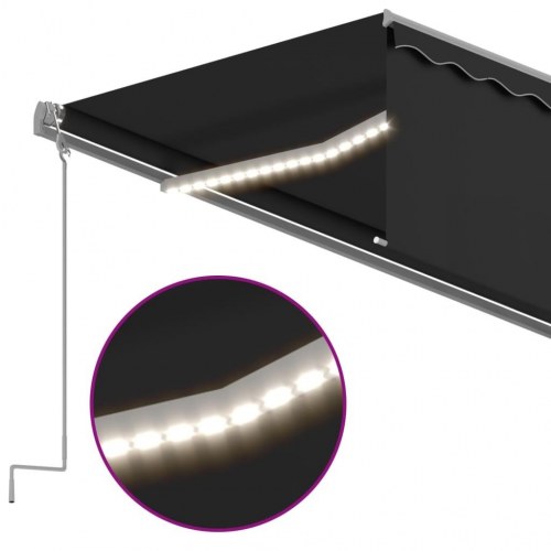 Markise med rullegardin og LED 6 × 3 m - manuel, antracitgrå