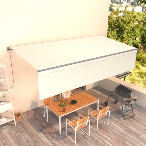 Markise med rullegardin 6×3 m - automatisk betjening, cremefarvet