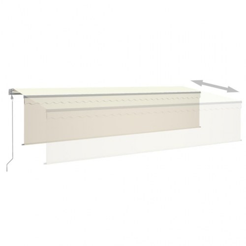 Markise med rullegardin 6×3 m - automatisk betjening, cremefarvet