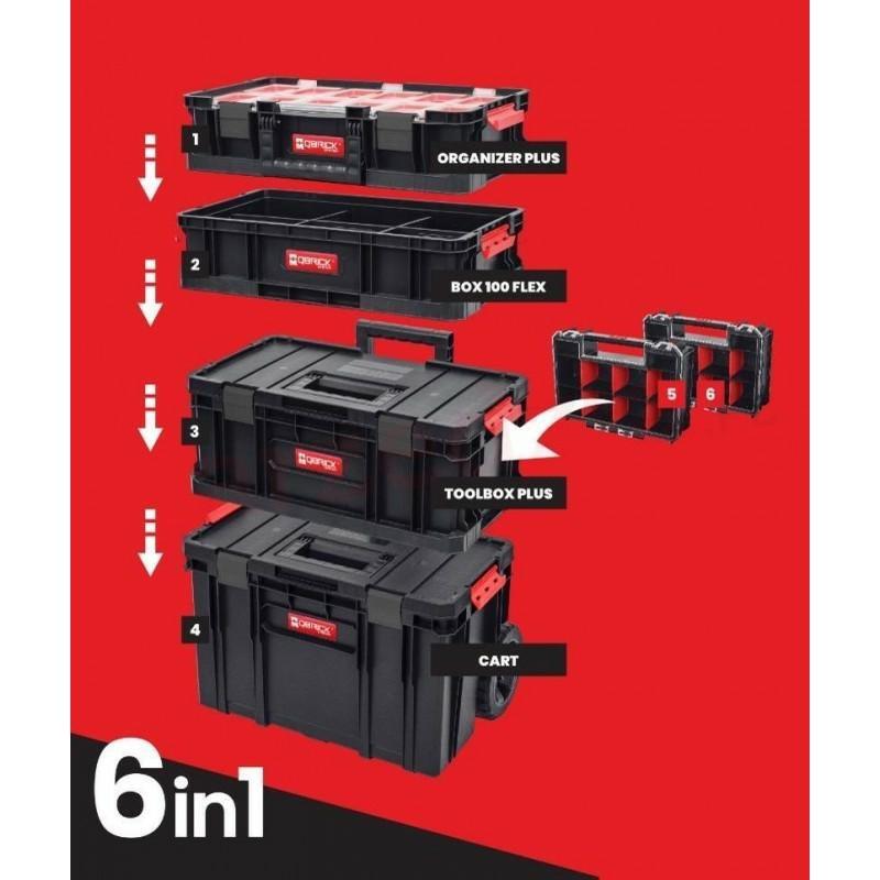 Q-Brick Mobili įrankių dėžė ant ratukų System Cart Two 6in1