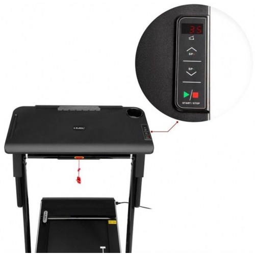 HMS LOOP12 MULTI løbebånd med skrivebord 1–12 km/t – sort