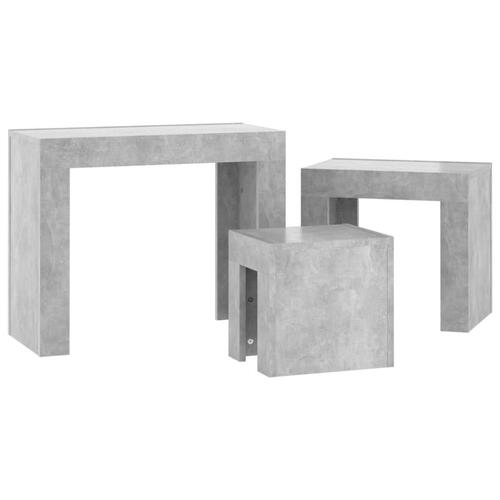 Indskudsborde 3 stk. spånplade betongrå