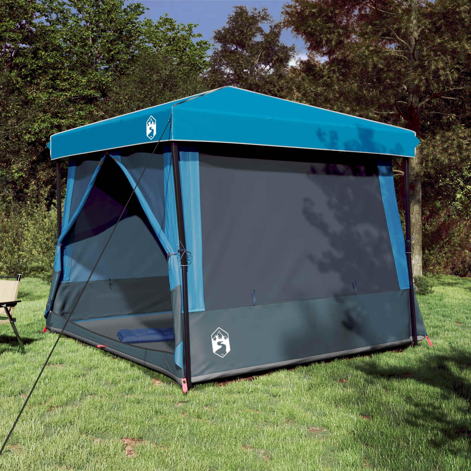 Camping Telt Sæt med tag 2 pcs Blå Taffeta og Stof