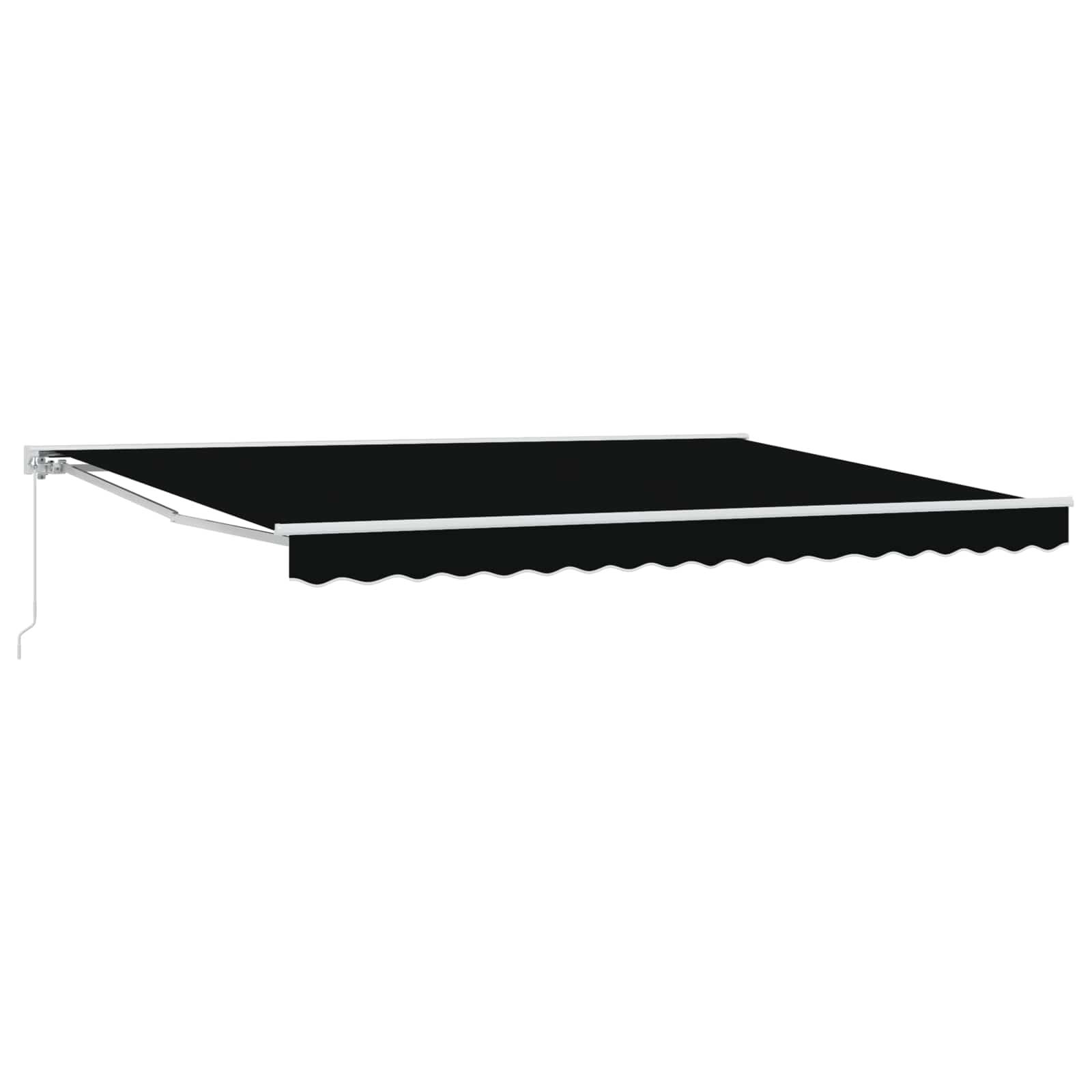 Udtrækkelig Markise Blå Og Hvid 350X200 Cm Stof - Sort (hvid ramme) / 4 × 3 m / Manuel