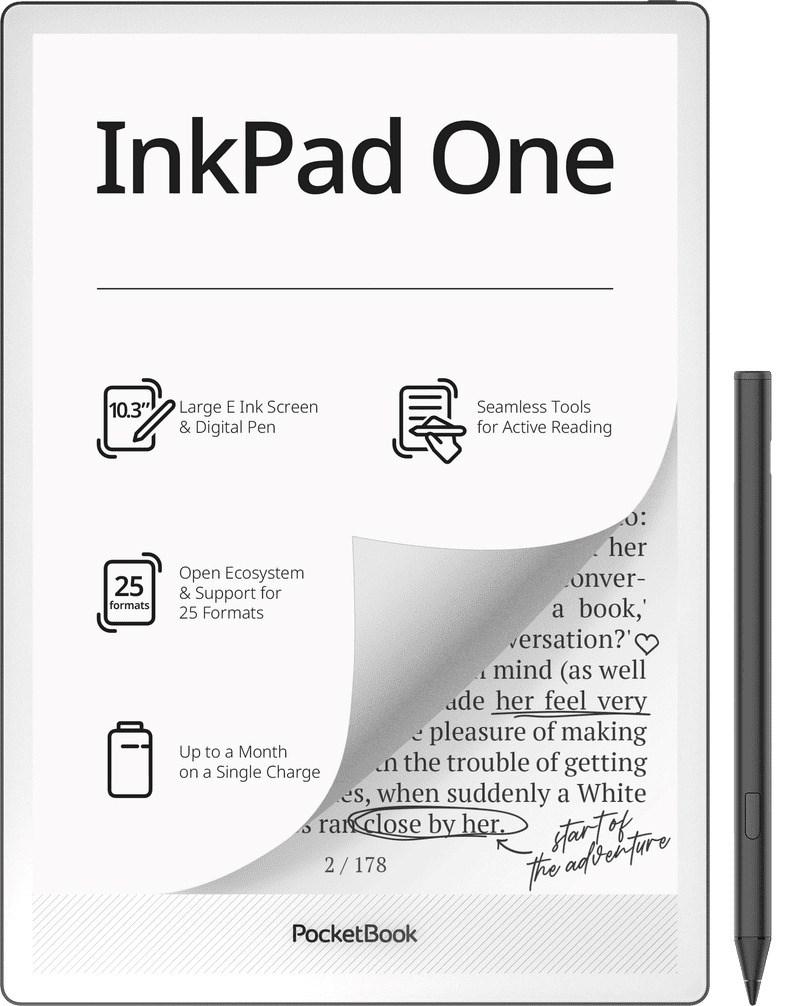 PocketBook InkPad One 10,3" E Ink Mobius 32 GB Wi‑Fi e-bogslæser - Mat sort billede