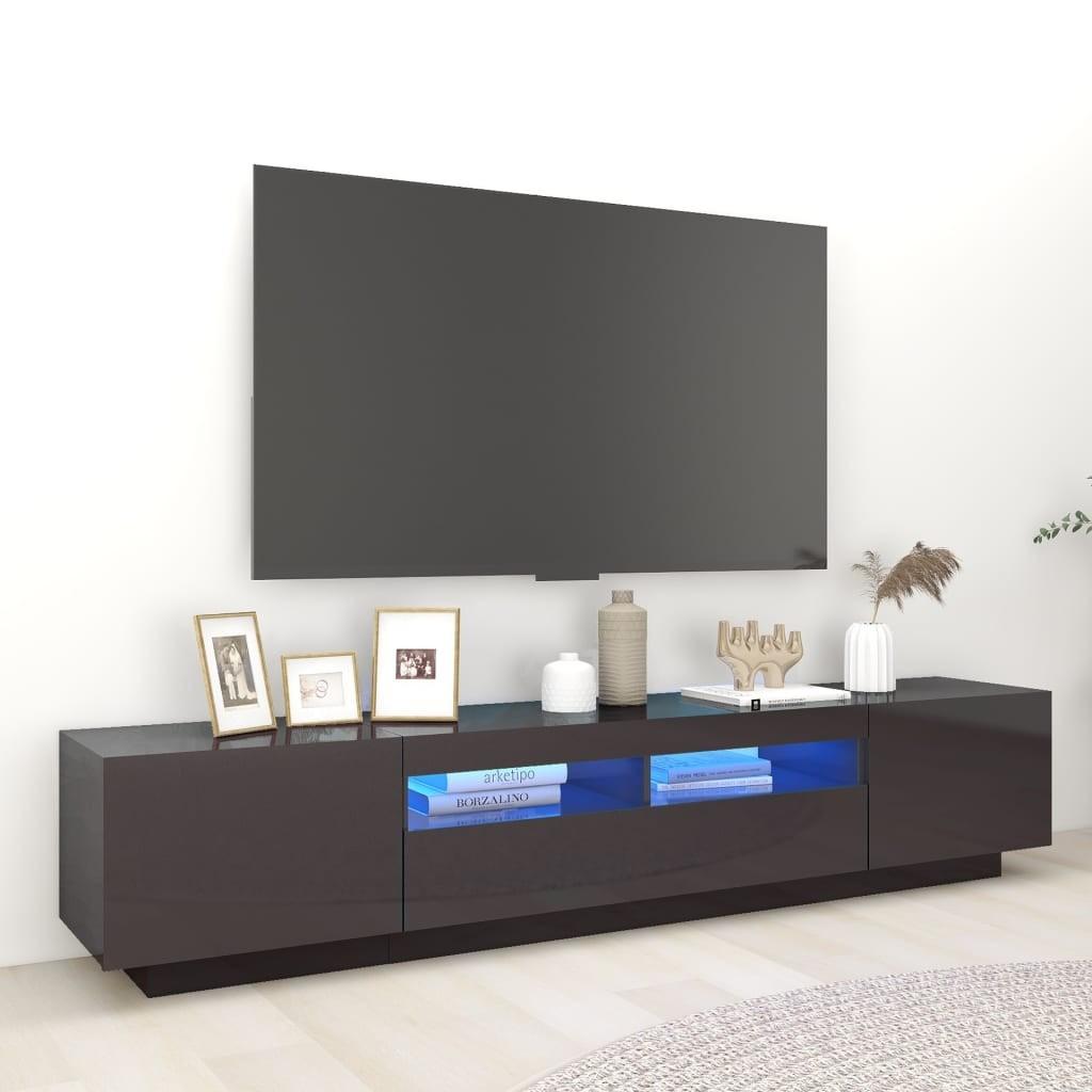 Tv-skab med LED-lys 200x35x40 cm grå højglans
