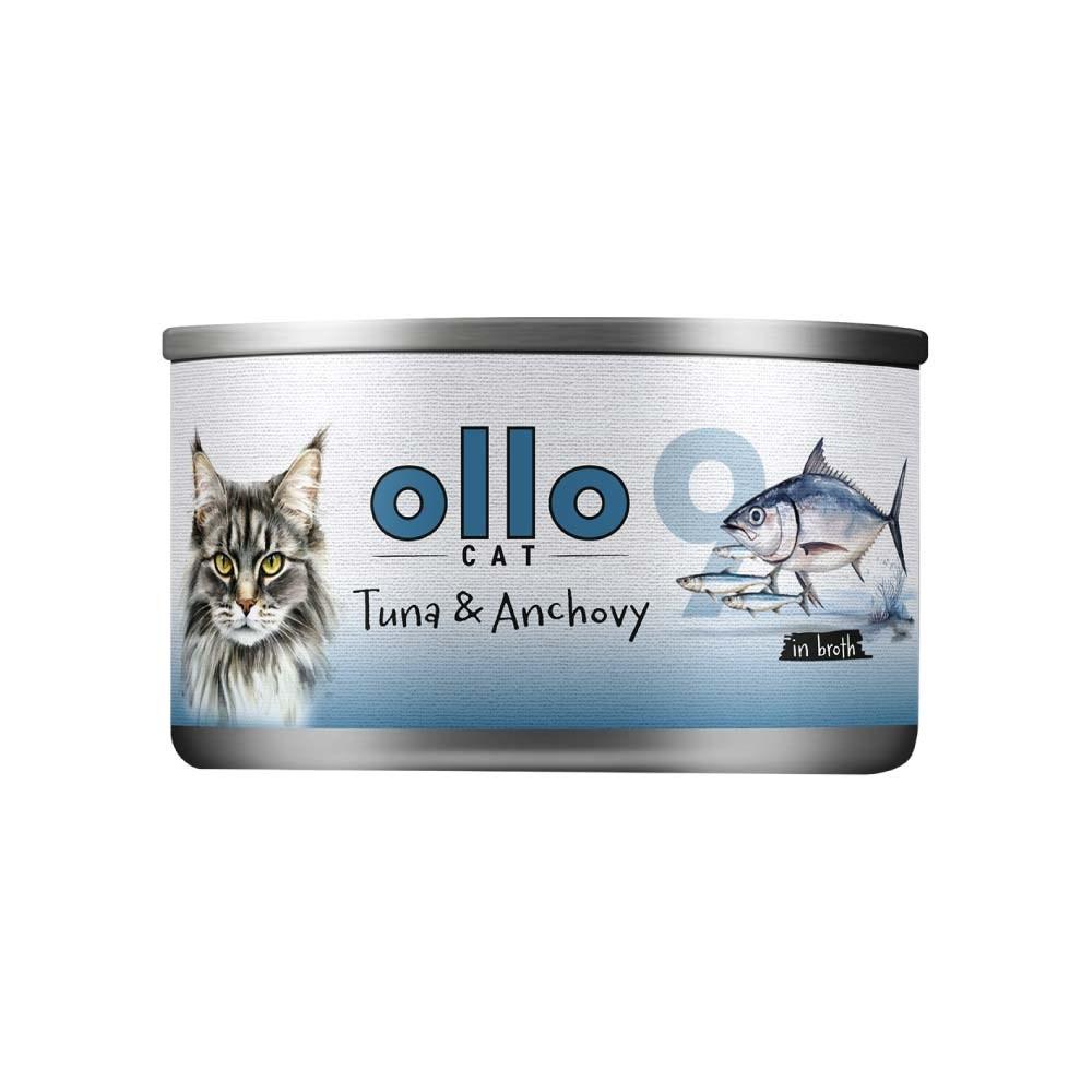 OLLO Cat nr. 9 Tun & Ansjos i bouillon - vådfoder til kat, 70 g