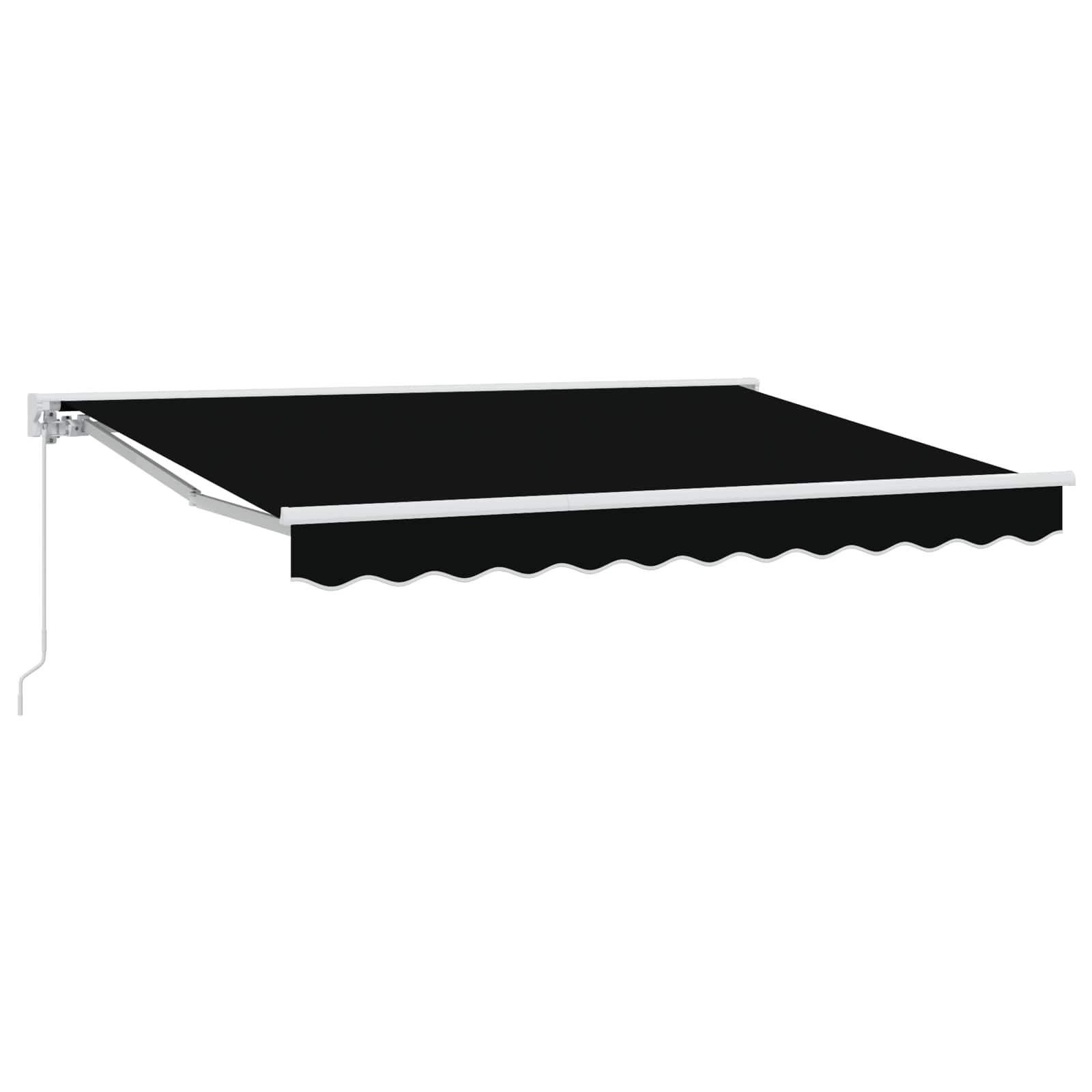 Udtrækkelig Markise Blå Og Hvid 350X200 Cm Stof - Sort (hvid ramme) / 3,5 x 2,5 m / Manuel