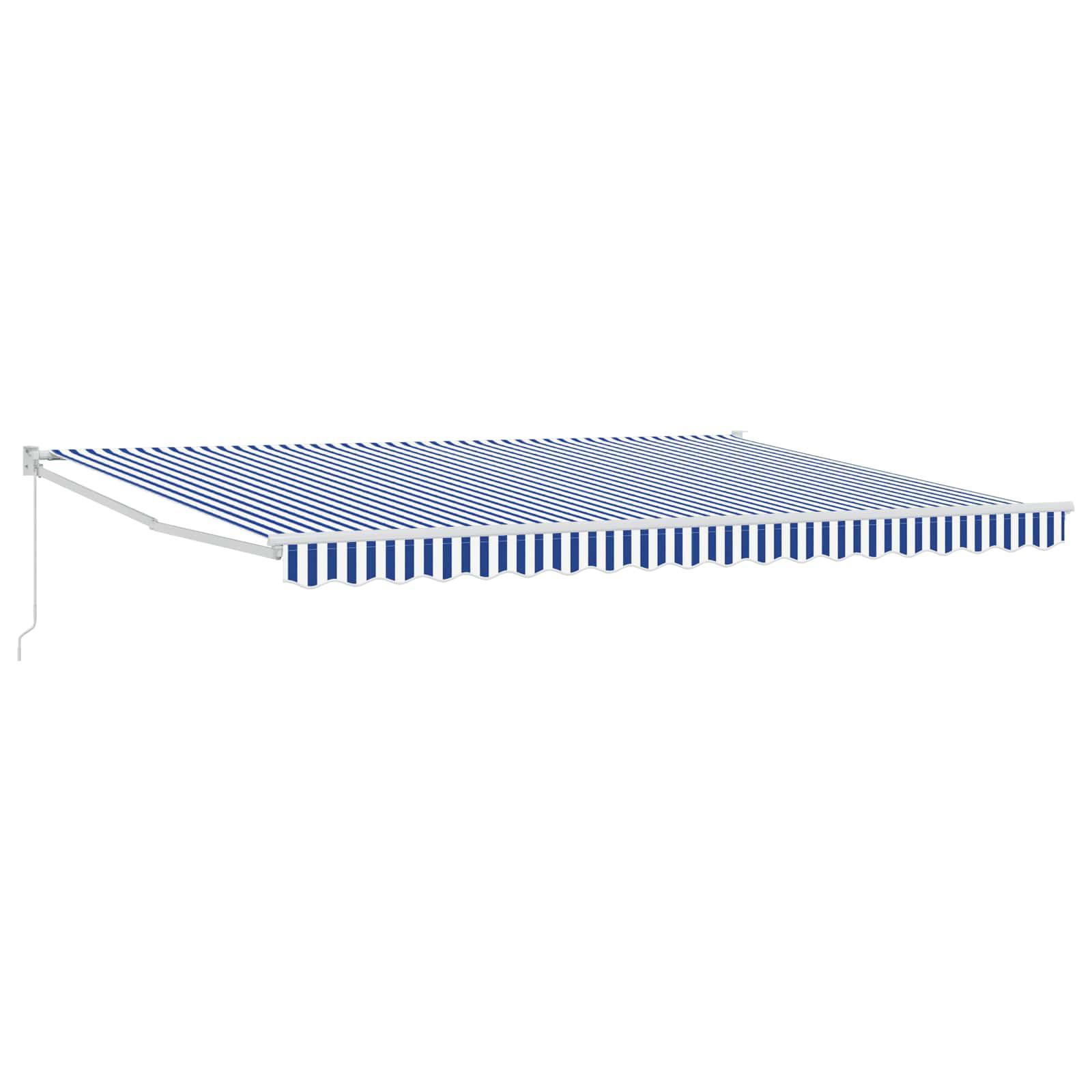 Foldemarkise Manuel Betjening 3x2,5 M Stof Aluminium Blå Hvid - Blå og hvid (hvid ramme) / 4 x 2 m