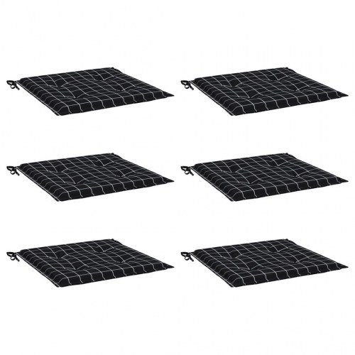 Hynder til havestol - 6 stk. 50×50×4 cm i oxfordstof, ternet sort