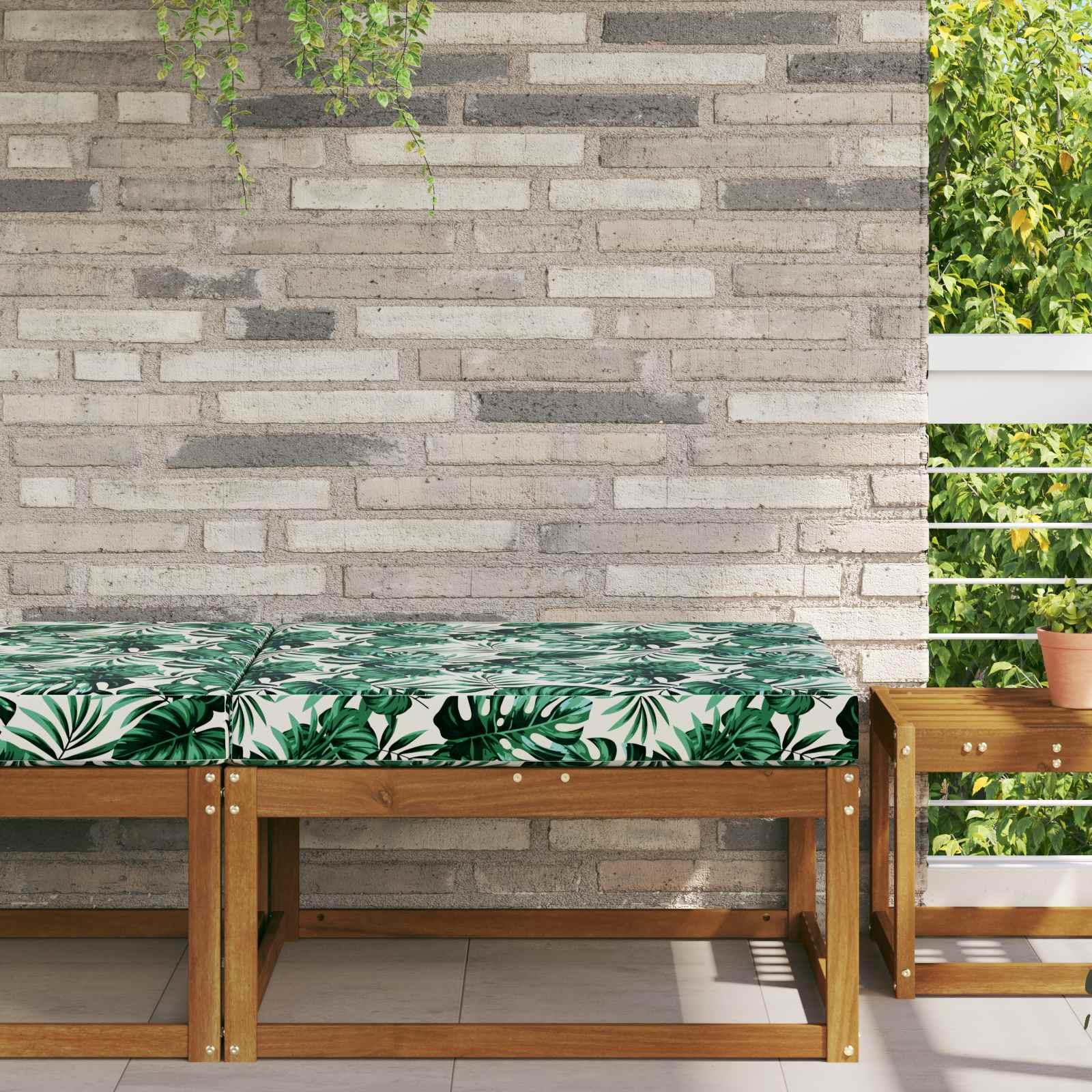 Udendørs sofapude med bladmønster - 80 × 80 × 8 cm, polyester