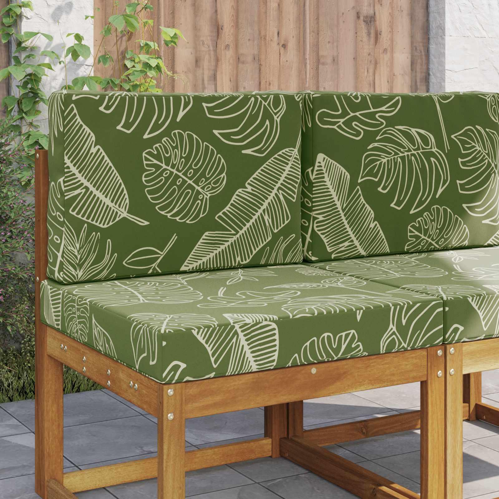 Udendørs Sofa Pude 2 stk Bladdesign Polyester