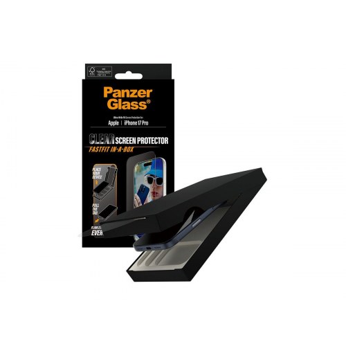 PanzerGlass klar skærmbeskyttelse til iPhone 17 Pro – Ultra-Wide Fit, FASTFIT