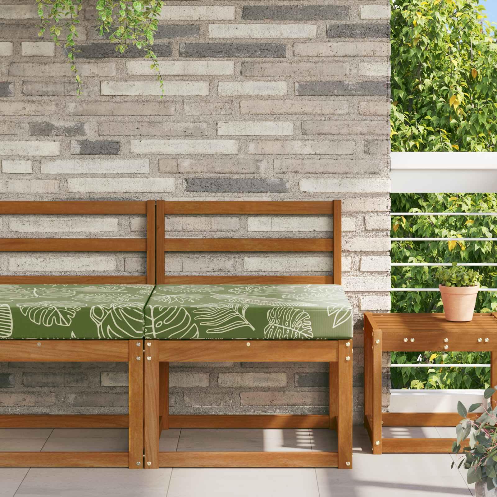 Udendørs sofapude med bladdesign 60 × 60 × 8 cm - polyester