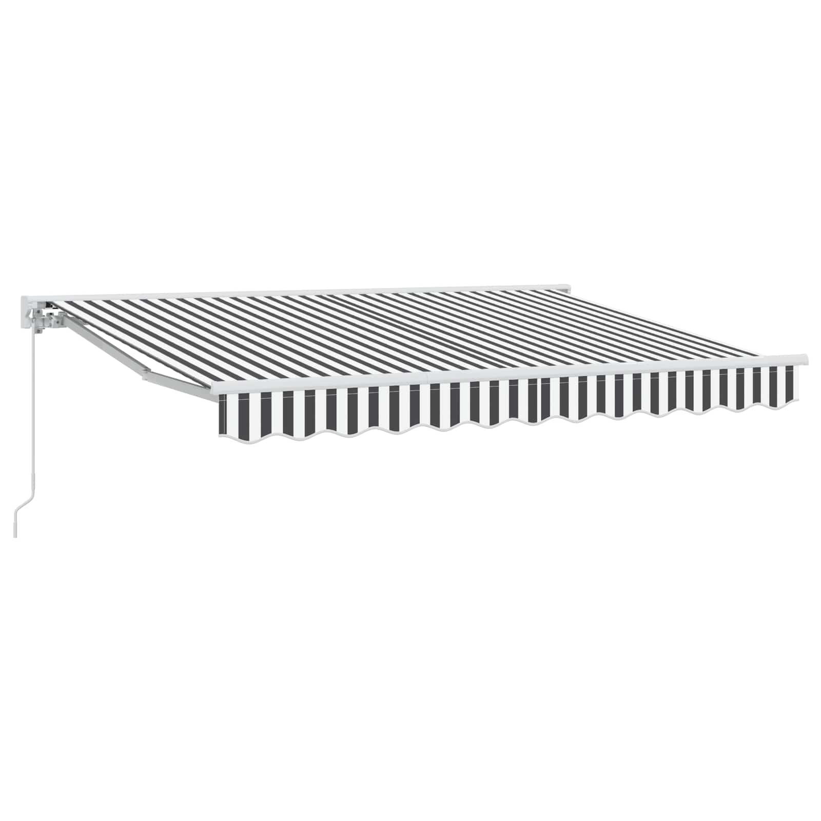 Udtrækkelig Markise Blå Og Hvid 350X200 Cm Stof - Anthracit og hvid (hvid ramme) / 3,5 x 2,5 m / Manuel