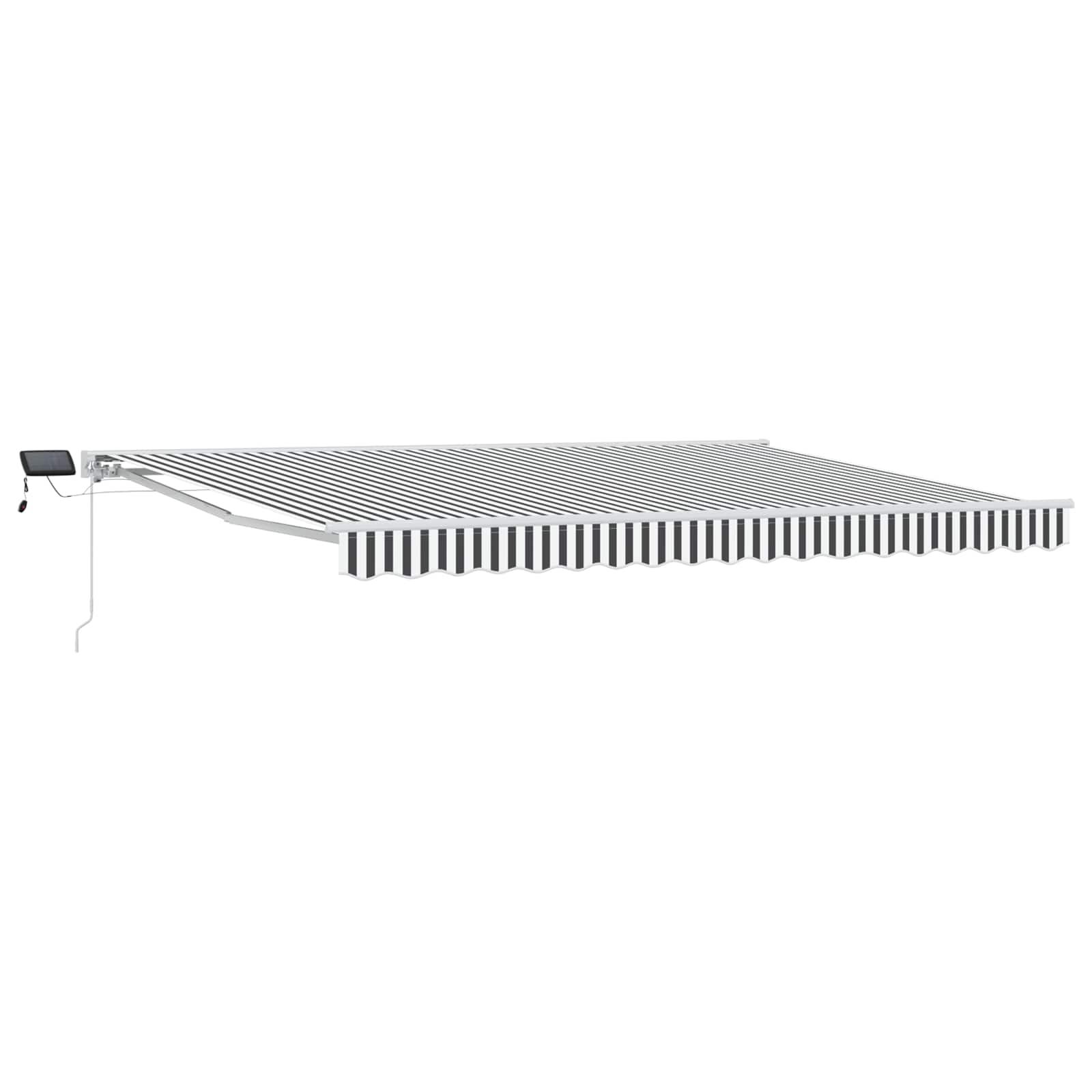 Manuel markise-ramme med LED-lys Anthracit og hvid 4,5 × 3,5 m