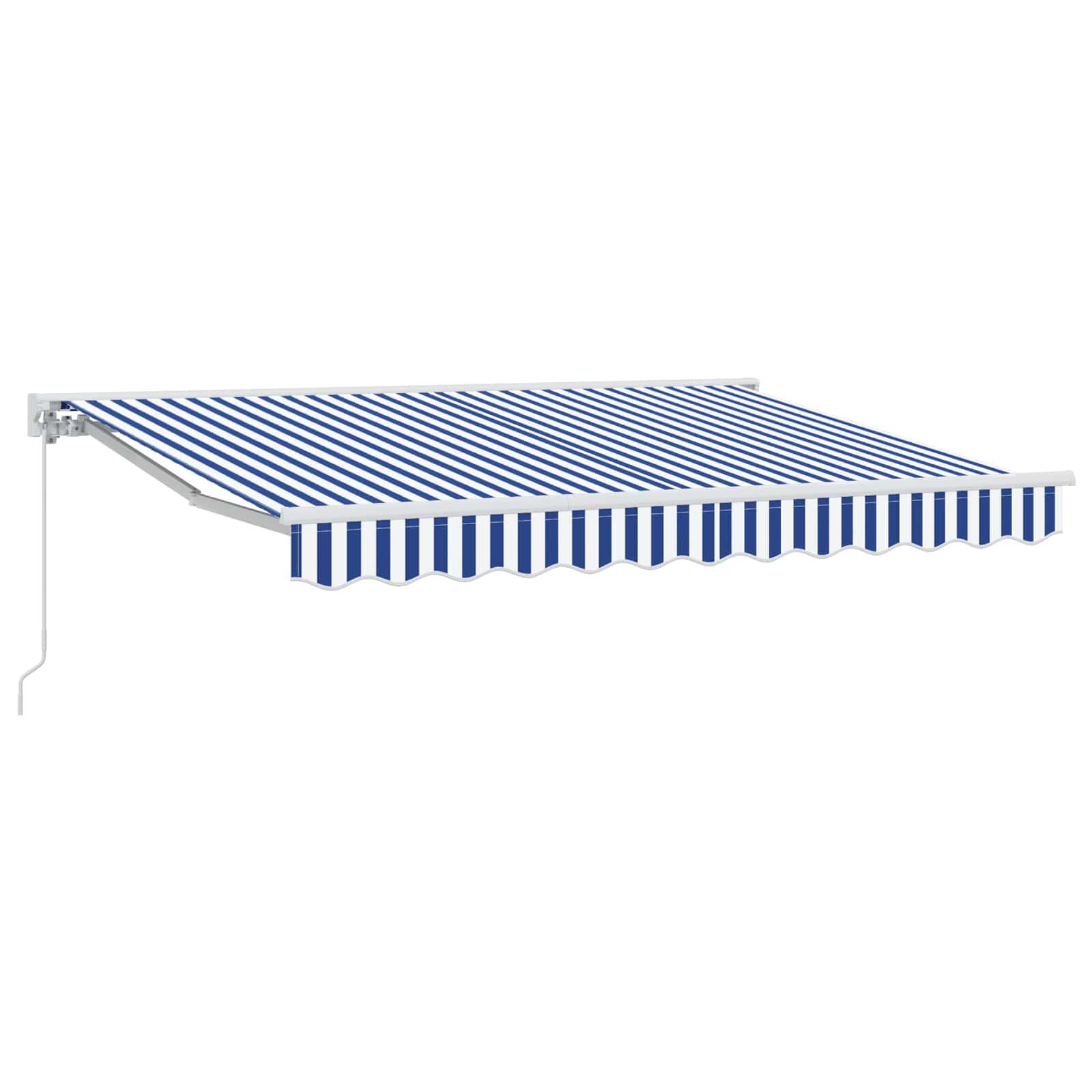 Udtrækkelig Markise Blå Og Hvid 350X200 Cm Stof - Blå og hvid (hvid ramme) / 3,5 x 2,5 m / Manuel