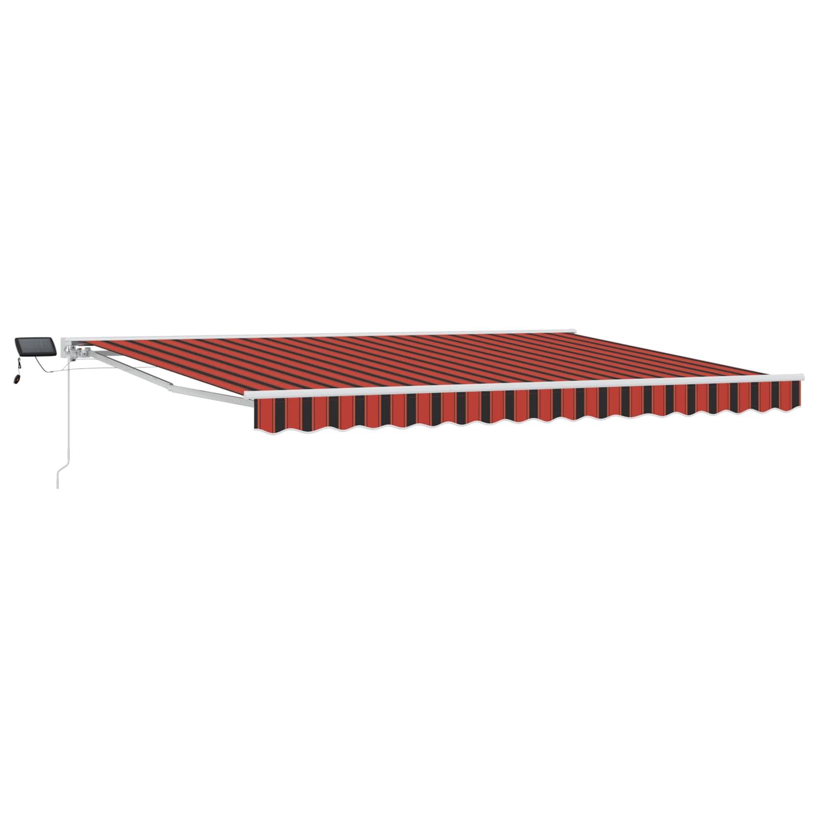 Manuel Markise-ramme Med Led-lys Orange, Sort Og 4,5 × 3 M